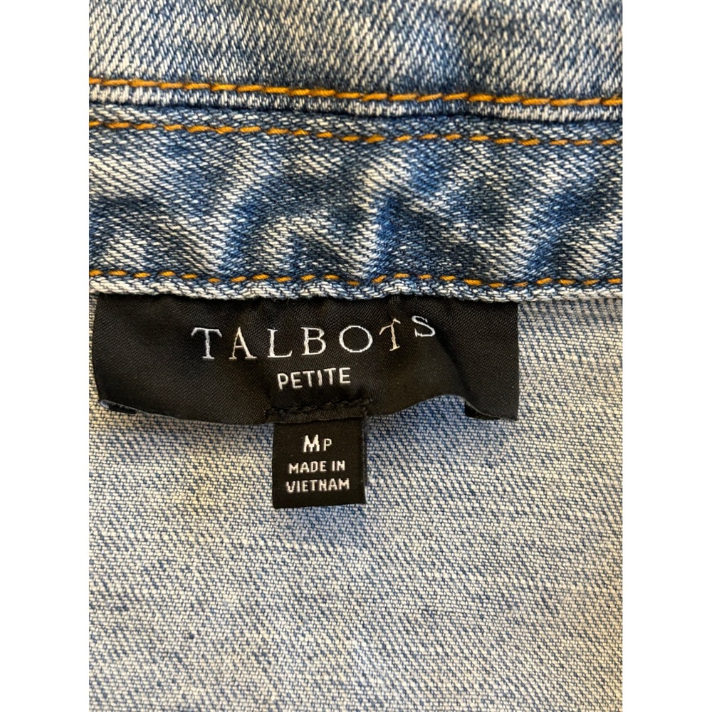 Talbots Petite Medium Light Wash Denim Jacket Blue Cotton Trucker MP - Picture 3 of 3